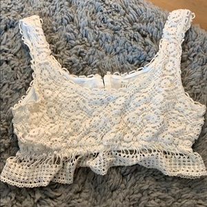 White crochet PacSun crop top